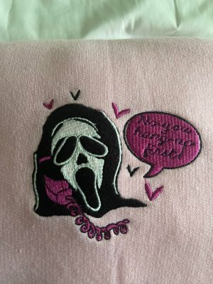 Ghost Face No You Hang Up First Embroidered Sweatshirt