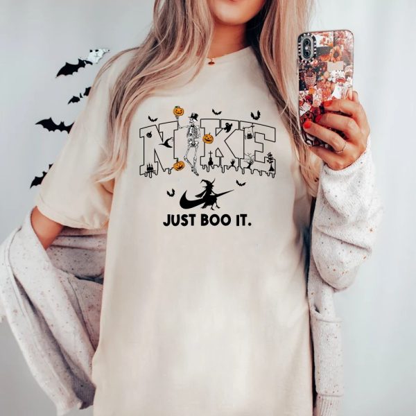 Halloween Skeleton Pumpkin Witch Just Boo It Shirt