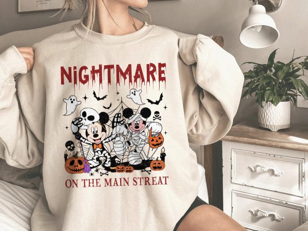 Nightmare On Main Street Mickey And Minnie Halloween Sweatshirt