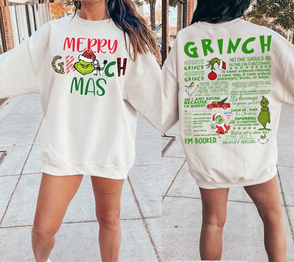 Merry GrinchMas Double Sided Crewneck Sweatshirt Christmas Gift