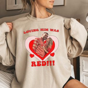 Loving Him Was Red Sweatshirt, Taylor Kelce Kiss Shirt, Swiftie Red Sweatshirt, Swiftie Shirt , Travis Football Era, Kansas Football 87