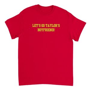 Taylor Swift Boyfriend Travis Kelce Inspired Unisex T-Shirt Swiftie Collectible Gift For Swifties Crewneck T-Shirt Red With Slogan