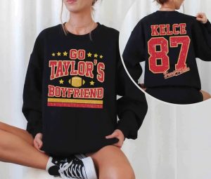 Vintage Go Taylors Boyfriend Sweatshirt, Retro Travis Kelce T-Shirt, Kelce 87 Shirt, Kansas City Football Shirt, Football Fan Gifts