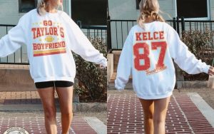 Retro Go Taylors Boyfriend Sweatshirt, Vintage Travis Kelce T-Shirt, Taylor Football Shirt, Taylor Fan Gift, Football Fan Gifts, Eras Tour