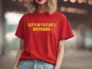 Taylor Swift Boyfriend Travis Kelce Inspired Unisex T-Shirt Swiftie Collectible Gift For Swifties Crewneck T-Shirt Red With Slogan