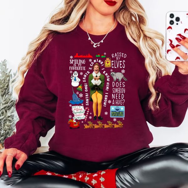 Buddy The Elf Portrait Vintage Quotes Christmas Sweatshirt Hoodie T-Shirt