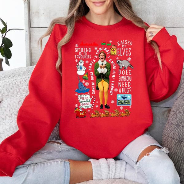 Buddy The Elf Portrait Vintage Quotes Christmas Sweatshirt Hoodie T-Shirt