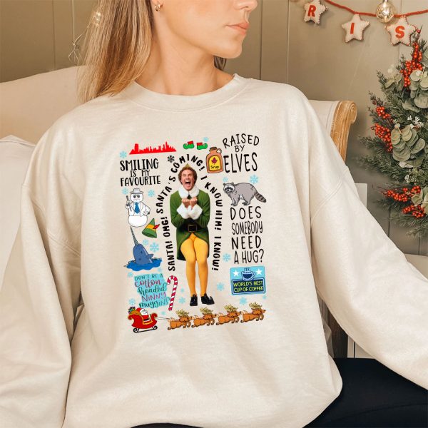 Buddy The Elf Portrait Vintage Quotes Christmas Sweatshirt Hoodie T-Shirt