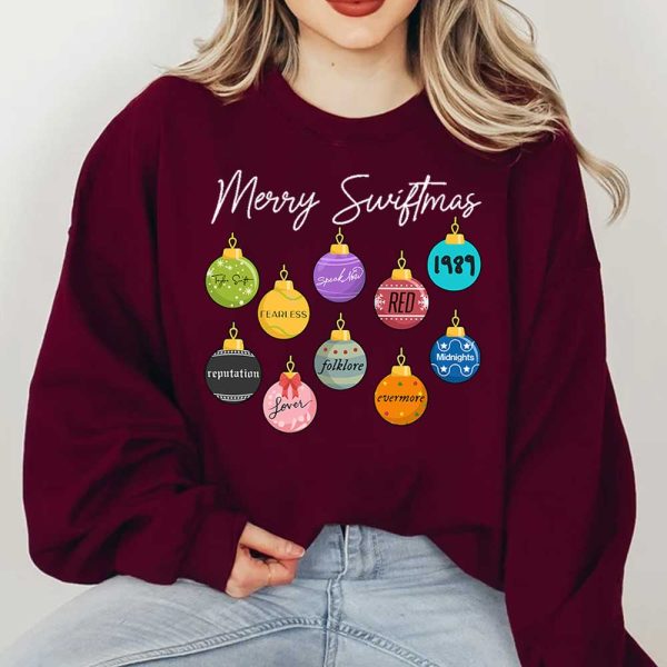 Merry Swiftmas Taylor Swift 1989 Fan Swifties Sweatshirt The Eras Tour Concert Crew Neck Christmas Hoodie Ornaments Albums Tshirt