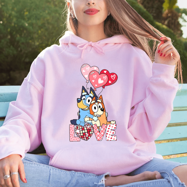 Bluey And Bingo Couple Valentine Sweatshirt Hoodie T-Shirt