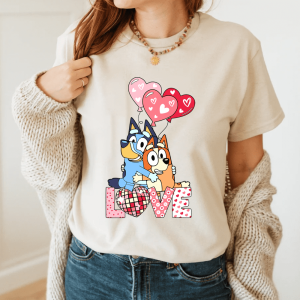 Bluey And Bingo Couple Valentine Sweatshirt Hoodie T-Shirt