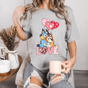 Bluey and Bingo Couple Valentine Sweatshirt Hoodie T-Shirt