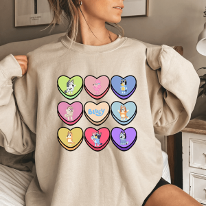 Heart Valentine Bluey Sweatshirt Hoodie T-Shirt